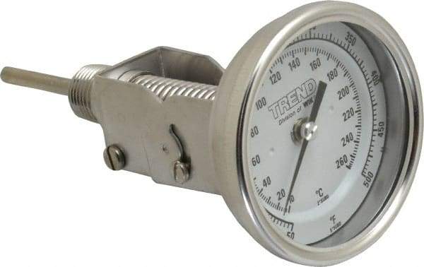 Wika - 2-1/2 Inch Long Stem, 3 Inch Dial Diameter, Stainless Steel, Adjustable Angle Bi-Metal Thermometer - 10 to 260°C, 1% Accuracy - Benchmark Tooling