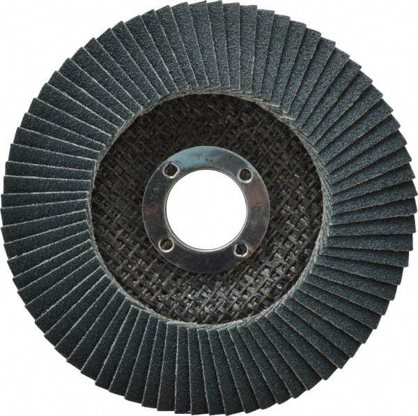 Camel Grinding Wheels - 80 Grit, 4-1/2" Disc Diam, 7/8" Center Hole, Type 29 Zirconia Alumina Flap Disc - 13,300 Max RPM, Poly Cotton Backing, Arbor Attaching System, Coated - Benchmark Tooling