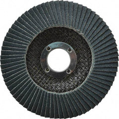 Camel Grinding Wheels - 80 Grit, 4-1/2" Disc Diam, 7/8" Center Hole, Type 29 Zirconia Alumina Flap Disc - 13,300 Max RPM, Poly Cotton Backing, Arbor Attaching System, Coated - Benchmark Tooling