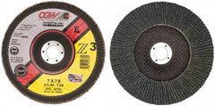 Camel Grinding Wheels - 40 Grit, 7" Disc Diam, 7/8" Center Hole, Type 29 Zirconia Alumina Flap Disc - 8,600 Max RPM, Poly Cotton Backing, Arbor Attaching System, Coated - Benchmark Tooling