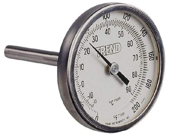 Wika - 9 Inch Long Stem, 2 Inch Dial Diameter, Stainless Steel, Back Connected Bi-Metal Thermometer - -20 to 60°C, 1% Accuracy - Benchmark Tooling