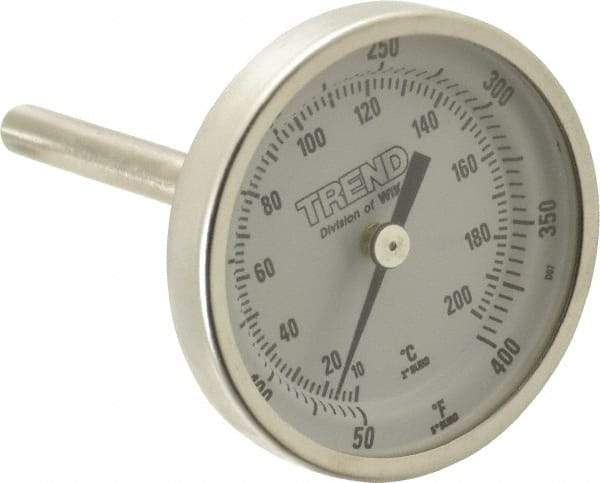 Wika - 2-1/2 Inch Long Stem, 2 Inch Dial Diameter, Stainless Steel, Back Connected Bi-Metal Thermometer - 10 to 200°C, 1% Accuracy - Benchmark Tooling