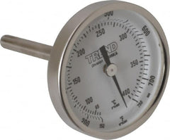 Wika - 2-1/2 Inch Long Stem, 2 Inch Dial Diameter, Stainless Steel, Back Connected Bi-Metal Thermometer - 65 to 400°C, 1% Accuracy - Benchmark Tooling