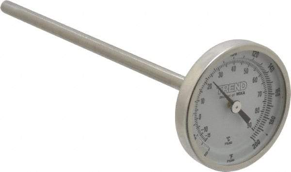 Wika - 6 Inch Long Stem, 2 Inch Dial Diameter, Stainless Steel, Back Connected Bi-Metal Thermometer - -15 to 90°C, 1% Accuracy - Benchmark Tooling