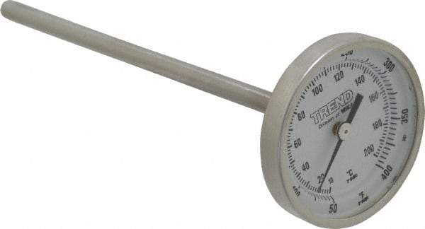 Wika - 6 Inch Long Stem, 2 Inch Dial Diameter, Stainless Steel, Back Connected Bi-Metal Thermometer - 10 to 200°C, 1% Accuracy - Benchmark Tooling