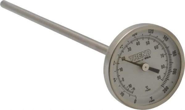 Wika - 9 Inch Long Stem, 2 Inch Dial Diameter, Stainless Steel, Back Connected Bi-Metal Thermometer - -15 to 90°C, 1% Accuracy - Benchmark Tooling