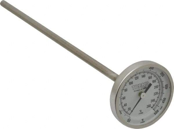 Wika - 9 Inch Long Stem, 2 Inch Dial Diameter, Stainless Steel, Back Connected Bi-Metal Thermometer - 10 to 260°C, 1% Accuracy - Benchmark Tooling