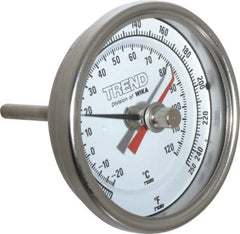 Wika - 2-1/2 Inch Long Stem, 3 Inch Dial Diameter, Stainless Steel, Back Connected Bi-Metal Thermometer - -20 to 120°C, 1% Accuracy - Benchmark Tooling