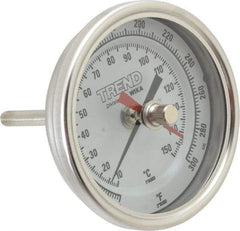 Wika - 2-1/2 Inch Long Stem, 3 Inch Dial Diameter, Stainless Steel, Back Connected Bi-Metal Thermometer - 10 to 150°C, 1% Accuracy - Benchmark Tooling