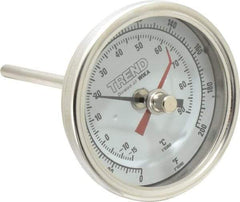 Wika - 4 Inch Long Stem, 3 Inch Dial Diameter, Stainless Steel, Back Connected Bi-Metal Thermometer - -15 to 90°C, 1% Accuracy - Benchmark Tooling