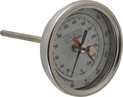 Wika - 4 Inch Long Stem, 3 Inch Dial Diameter, Stainless Steel, Back Connected Bi-Metal Thermometer - 10 to 260°C, 1% Accuracy - Benchmark Tooling