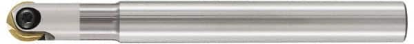 LMT - 3/8" Cut Diam, 1.97" Max Depth of Cut, 3/8" Shank Diam, 5.91" OAL, Indexable Ball Nose End Mill - 1.97" Head Length, Straight Shank, EBG-R-NC Toolholder, WPB 0375, WPR 0375 Insert - Benchmark Tooling