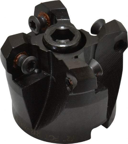 LMT - 2" Cut Diam, 3/4" Arbor Hole, 0.63" Max Depth of Cut, 45° Indexable Chamfer & Angle Face Mill - 4 Inserts, RCKX 1606 Insert, Right Hand Cut, 4 Flutes, Series FCT45 - Benchmark Tooling
