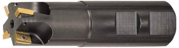 LMT - 1" Cut Diam, 0.413" Max Depth of Cut, 1" Shank Diam, 3-1/2" OAL, Indexable Square Shoulder End Mill - AD...1103...R Inserts, Weldon Shank, Series Univex - Benchmark Tooling