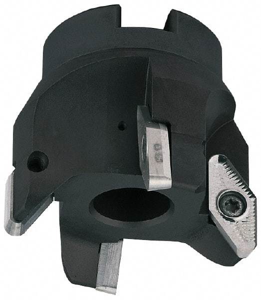 LMT - 4 Inserts, 2-1/2" Cut Diam, 3/4" Arbor Diam, 0.59" Max Depth of Cut, Indexable Square-Shoulder Face Mill - 0/90° Lead Angle, 2.12" High, VCGT 2205.. Insert Compatibility, Series V22 - Benchmark Tooling