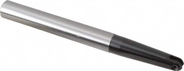LMT - 1/2" Cut Diam, 2.36" Max Depth of Cut, 5/8" Shank Diam, 6.3" OAL, Indexable Ball Nose End Mill - 2.36" Head Length, Straight Shank, EBG-R-T Toolholder, WPR 0500 Insert - Benchmark Tooling