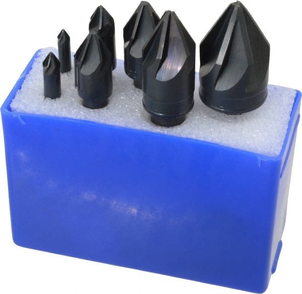 M.A. Ford - 8 Piece, 1/8 to 1" Head Diam, 60° Included Angle, Single End Countersink Set - Benchmark Tooling