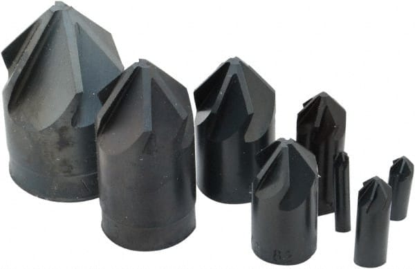 M.A. Ford - 8 Piece, 1/8 to 1" Head Diam, 82° Included Angle, Single End Countersink Set - Benchmark Tooling