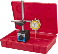 Value Collection - 0.001" Graduation, 0-100 Dial Reading, Dial Indicator & Base Kit - 55mm Base Length x 50mm Base Width x 63mm Base Height, 2-9/32" Dial Diam - Benchmark Tooling