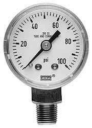 Wika - 2" Dial, 1/4 Thread, 0-160 Scale Range, Pressure Gauge - Center Back Connection Mount, Accurate to 2.5% of Scale - Benchmark Tooling