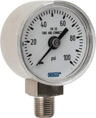 Wika - 1-1/2" Dial, 1/8 Thread, 0-100 Scale Range, Pressure Gauge - Lower Connection Mount, Accurate to 2.5% of Scale - Benchmark Tooling