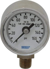 Wika - 1-1/2" Dial, 1/8 Thread, 0-160 Scale Range, Pressure Gauge - Lower Connection Mount, Accurate to 2.5% of Scale - Benchmark Tooling