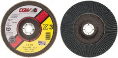 Camel Grinding Wheels - 40 Grit, 7" Disc Diam, 7/8" Center Hole, Type 27 Zirconia Alumina Flap Disc - 8,600 Max RPM, Poly Cotton Backing, Arbor Attaching System, Coated - Benchmark Tooling