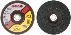 Camel Grinding Wheels - 60 Grit, 7" Disc Diam, 7/8" Center Hole, Type 27 Zirconia Alumina Flap Disc - 8,600 Max RPM, Poly Cotton Backing, Arbor Attaching System, Coated - Benchmark Tooling