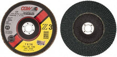 Camel Grinding Wheels - 40 Grit, 7" Disc Diam, 7/8" Center Hole, Type 29 Zirconia Alumina Flap Disc - 8,600 Max RPM, Poly Cotton Backing, Arbor Attaching System, Coated - Benchmark Tooling