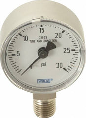 Wika - 2" Dial, 1/4 Thread, 0-30 Scale Range, Pressure Gauge - Lower Connection Mount, Accurate to 2.5% of Scale - Benchmark Tooling