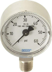 Wika - 2" Dial, 1/4 Thread, 0-60 Scale Range, Pressure Gauge - Lower Connection Mount, Accurate to 2.5% of Scale - Benchmark Tooling