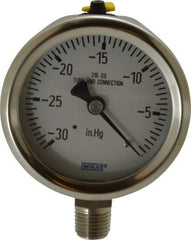 Wika - 2-1/2" Dial, 1/4 Thread, 30-0 Scale Range, Pressure Gauge - Lower Connection Mount, Accurate to 1.5% of Scale - Benchmark Tooling