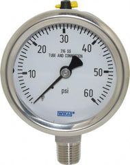 Wika - 2-1/2" Dial, 1/4 Thread, 0-60 Scale Range, Pressure Gauge - Lower Connection Mount, Accurate to 1.5% of Scale - Benchmark Tooling