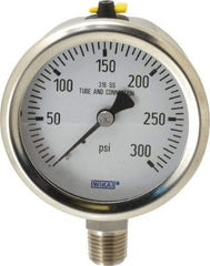 Wika - 2-1/2" Dial, 1/4 Thread, 0-300 Scale Range, Pressure Gauge - Lower Connection Mount, Accurate to 1.5% of Scale - Benchmark Tooling