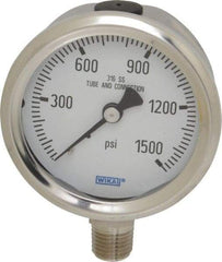 Wika - 2-1/2" Dial, 1/4 Thread, 0-1,500 Scale Range, Pressure Gauge - Lower Connection Mount, Accurate to 1.5% of Scale - Benchmark Tooling