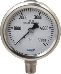 Wika - 2-1/2" Dial, 1/4 Thread, 0-5,000 Scale Range, Pressure Gauge - Lower Connection Mount, Accurate to 1.5% of Scale - Benchmark Tooling