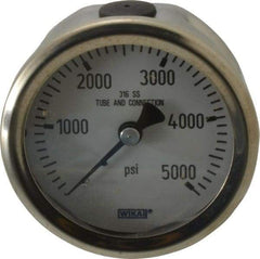 Wika - 2-1/2" Dial, 1/4 Thread, 0-5,000 Scale Range, Pressure Gauge - Center Back Connection Mount, Accurate to 1.5% of Scale - Benchmark Tooling