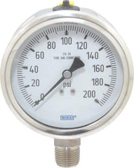 Wika - 4" Dial, 1/2 Thread, 0-200 Scale Range, Pressure Gauge - Lower Connection Mount, Accurate to 1% of Scale - Benchmark Tooling