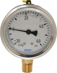 Wika - 2-1/2" Dial, 1/4 Thread, 30-0-60 Scale Range, Pressure Gauge - Lower Connection Mount, Accurate to 1.5% of Scale - Benchmark Tooling