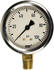 Wika - 2-1/2" Dial, 1/4 Thread, 0-400 Scale Range, Pressure Gauge - Center Back Connection Mount, Accurate to 1.5% of Scale - Benchmark Tooling