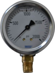 Wika - 2-1/2" Dial, 1/4 Thread, 0-2,000 Scale Range, Pressure Gauge - Lower Connection Mount, Accurate to 1.5% of Scale - Benchmark Tooling