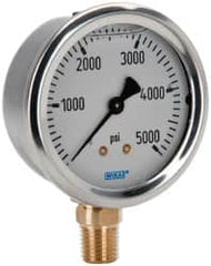 Wika - 2-1/2" Dial, 1/4 Thread, 0-5,000 Scale Range, Pressure Gauge - Lower Connection Mount, Accurate to 1.5% of Scale - Benchmark Tooling