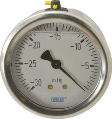 Wika - 2-1/2" Dial, 1/4 Thread, 30-0 Scale Range, Pressure Gauge - Center Back Connection Mount, Accurate to 1.5% of Scale - Benchmark Tooling