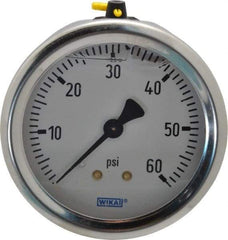 Wika - 2-1/2" Dial, 1/4 Thread, 0-60 Scale Range, Pressure Gauge - Center Back Connection Mount, Accurate to 1.5% of Scale - Benchmark Tooling