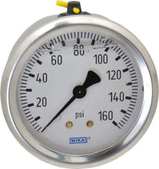 Wika - 2-1/2" Dial, 1/4 Thread, 0-160 Scale Range, Pressure Gauge - Center Back Connection Mount, Accurate to 1.5% of Scale - Benchmark Tooling