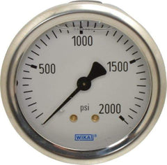 Wika - 2-1/2" Dial, 1/4 Thread, 0-2,000 Scale Range, Pressure Gauge - Center Back Connection Mount, Accurate to 1.5% of Scale - Benchmark Tooling