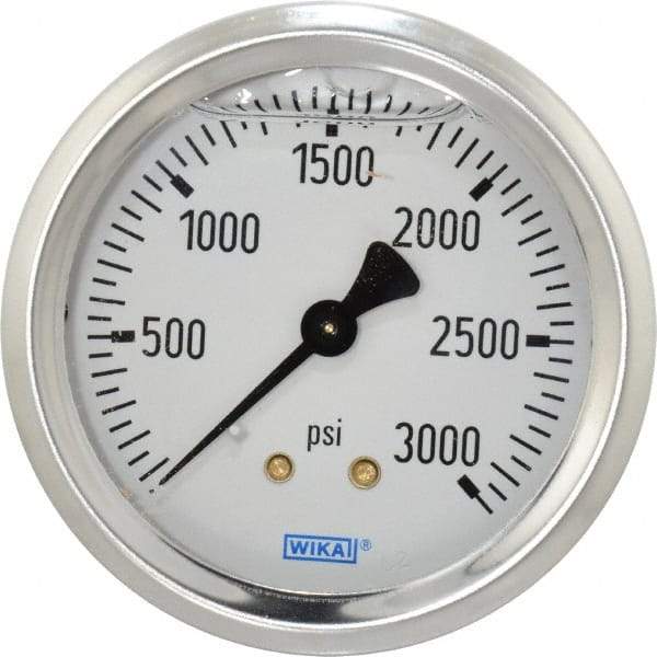 Wika - 2-1/2" Dial, 1/4 Thread, 0-3,000 Scale Range, Pressure Gauge - Center Back Connection Mount, Accurate to 1.5% of Scale - Benchmark Tooling