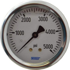 Wika - 2-1/2" Dial, 1/4 Thread, 0-5,000 Scale Range, Pressure Gauge - Center Back Connection Mount, Accurate to 1.5% of Scale - Benchmark Tooling