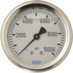 Wika - 2-1/2" Dial, 1/4 Thread, 0-10,000 Scale Range, Pressure Gauge - Center Back Connection Mount, Accurate to 1.5% of Scale - Benchmark Tooling