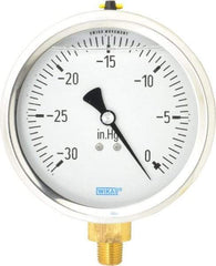 Wika - 4" Dial, 1/4 Thread, 30-0 Scale Range, Pressure Gauge - Lower Connection Mount, Accurate to 1% of Scale - Benchmark Tooling